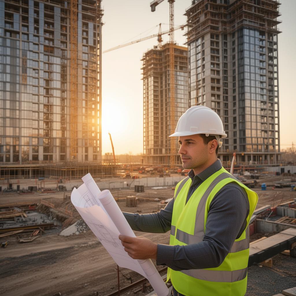 Engenheiro civil da Alfa em campo analisando o projeto